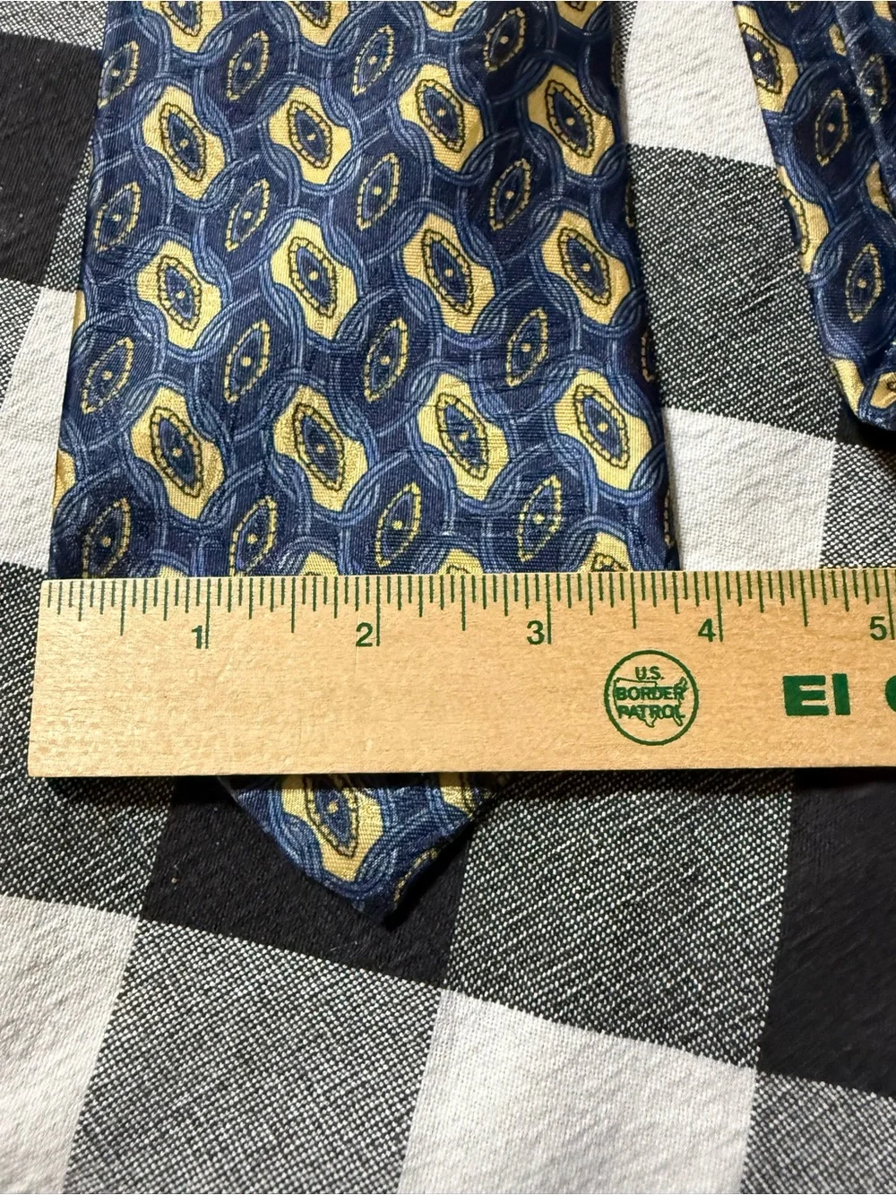 Puritan Navy and Yellow Geometric Silk Tie